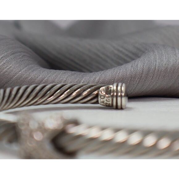 David Yurman 925 & 18k Diamond X Station Cuff Bracelet 29.2G/7.25in/4.9mm - Picture 5 of 7